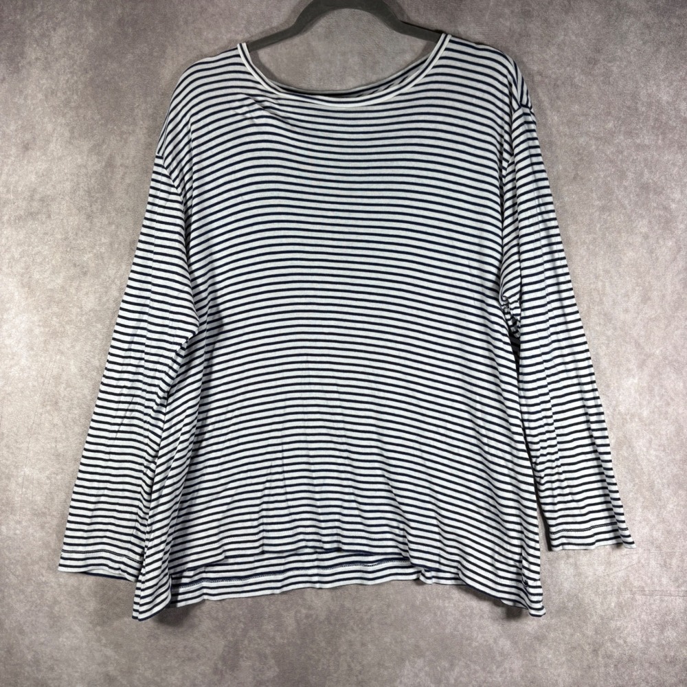 Vineyard Vines Top Womens 2X Blue Striped Pima Cotton Modal Long Sleeve Preppy
